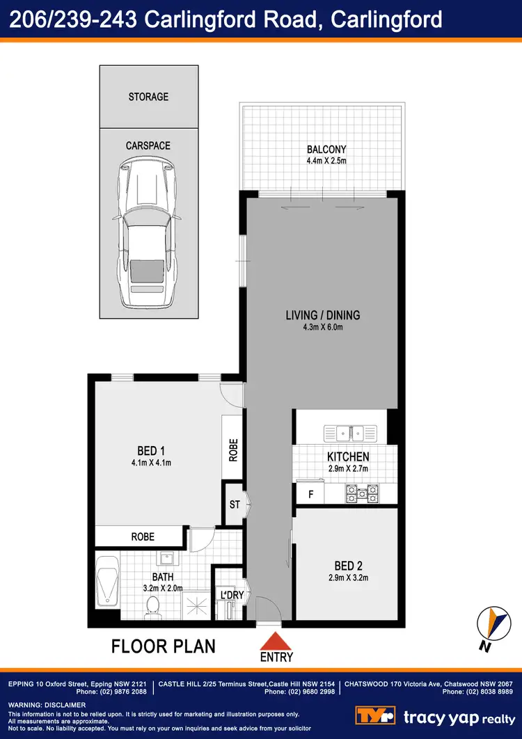 Floorplan of Homely apartment listing, 206/239-243 Carlingford Road, Carlingford NSW 2118