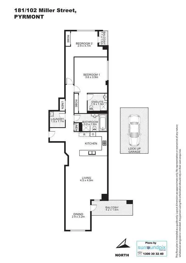 Floorplan of Homely apartment listing, 181/102 Miller Street, Pyrmont NSW 2009