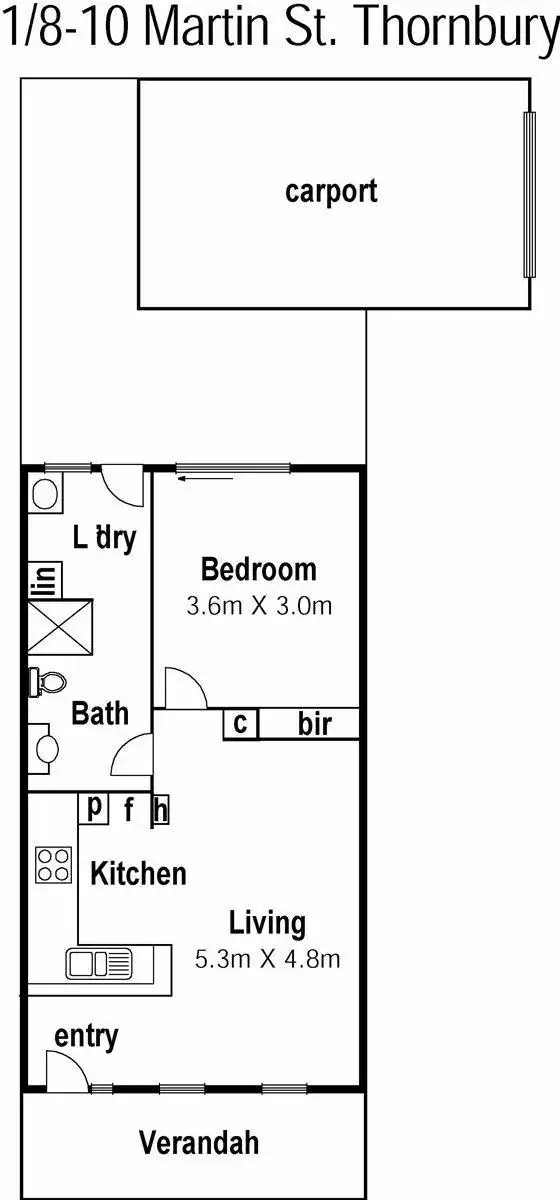 Floorplan of Homely unit listing, 1/8-10 Martin Street, Thornbury VIC 3071
