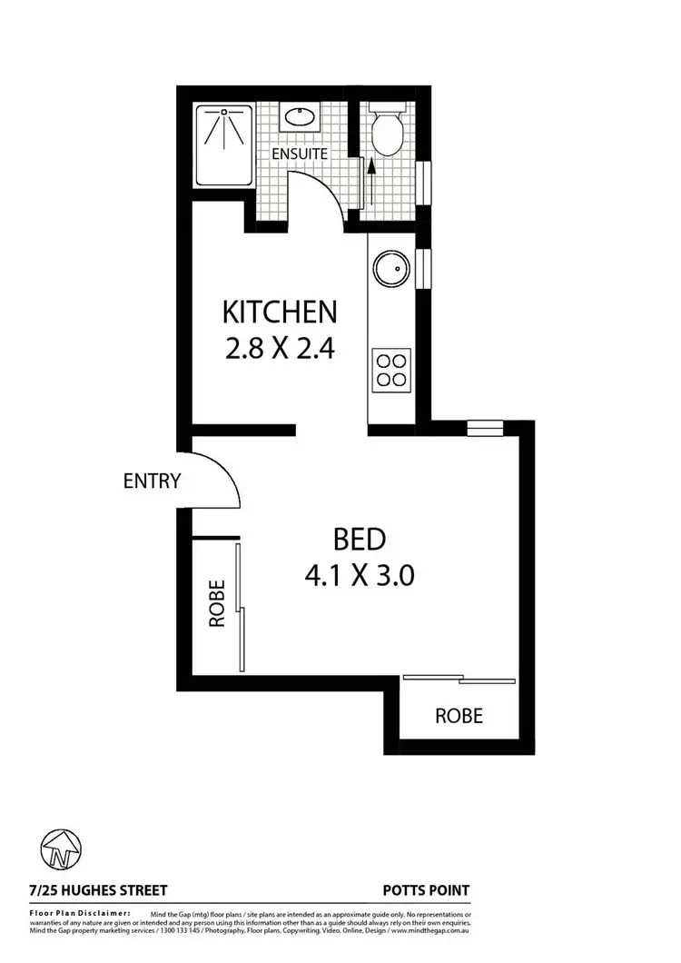 Floorplan of Homely studio listing, 7/25 Hughes Street, Potts Point NSW 2011