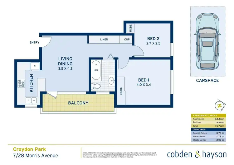Floorplan of Homely apartment listing, 7/28 Morris Avenue, Croydon Park NSW 2133