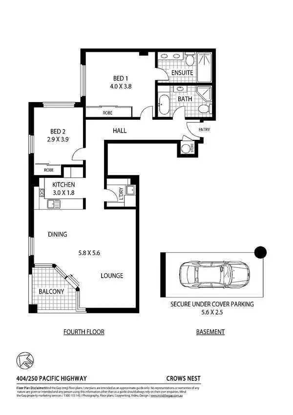 Floorplan of Homely apartment listing, 404/250 Pacific Highway, Crows Nest NSW 2065