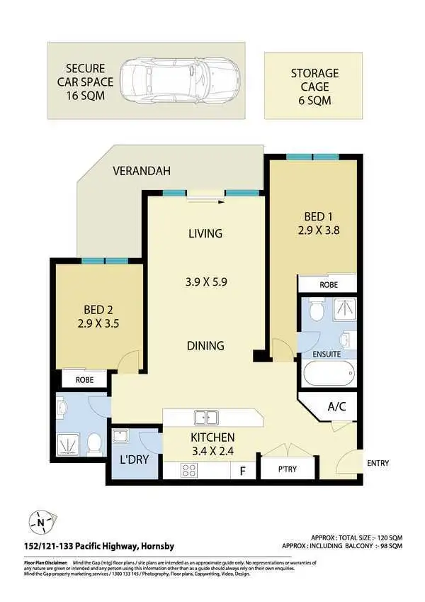 Floorplan of Homely apartment listing, 152/121 Pacific Highway, Hornsby NSW 2077