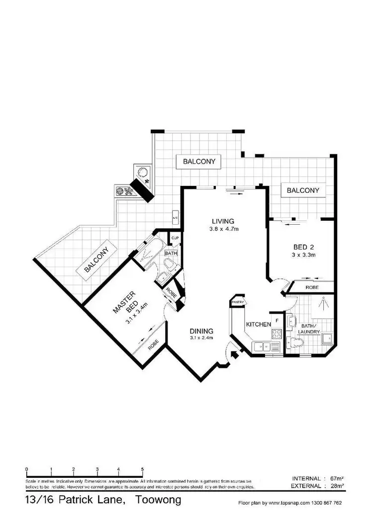Floorplan of Homely apartment listing, 13/16-22 Patrick Lane, Toowong QLD 4066