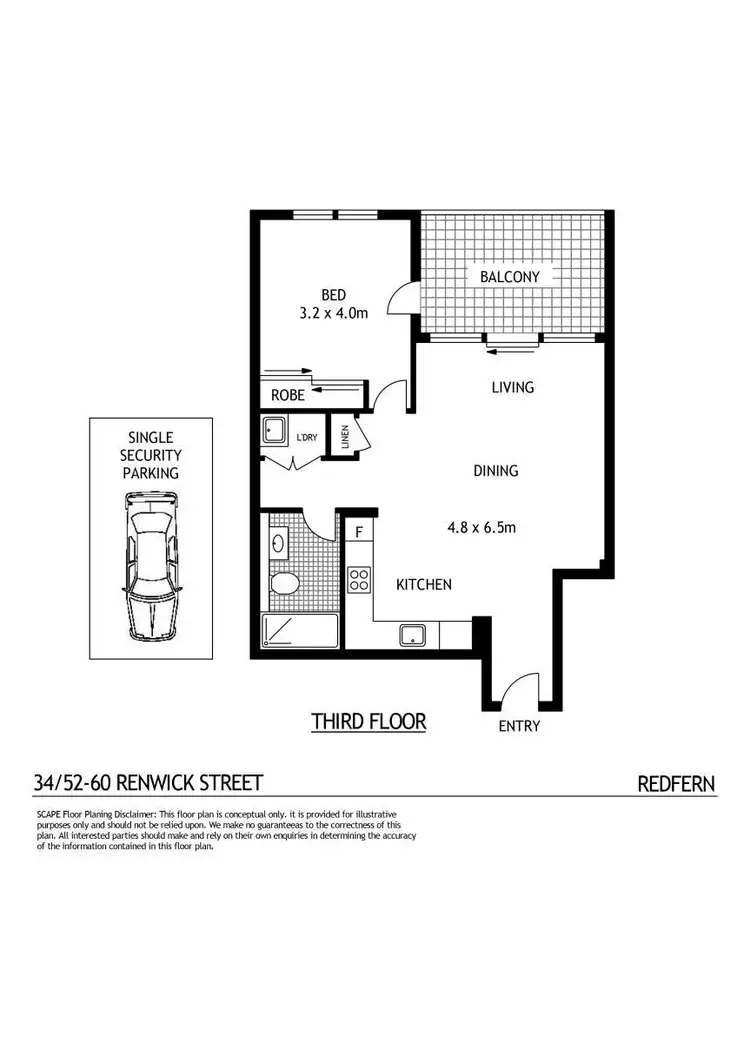 Floorplan of Homely apartment listing, 34/52-60 Renwick Street, Redfern NSW 2016