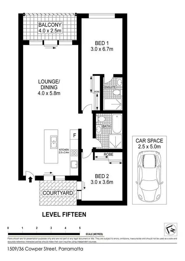 Floorplan of Homely unit listing, 1509/36 Cowper Street, Parramatta NSW 2150