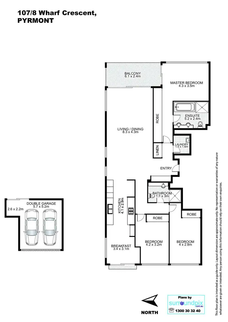 Floorplan of Homely apartment listing, 107/8-14 Wharf Crescent, Pyrmont NSW 2009