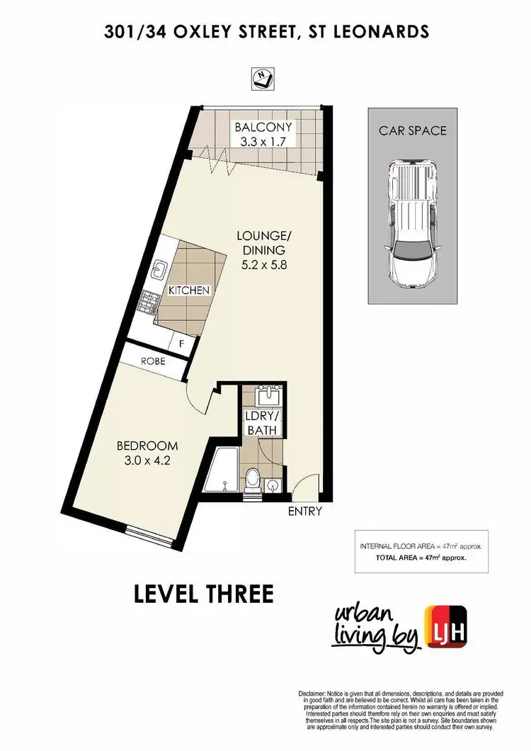 Floorplan of Homely unit listing, 301/34 Oxley Street, St Leonards NSW 2065