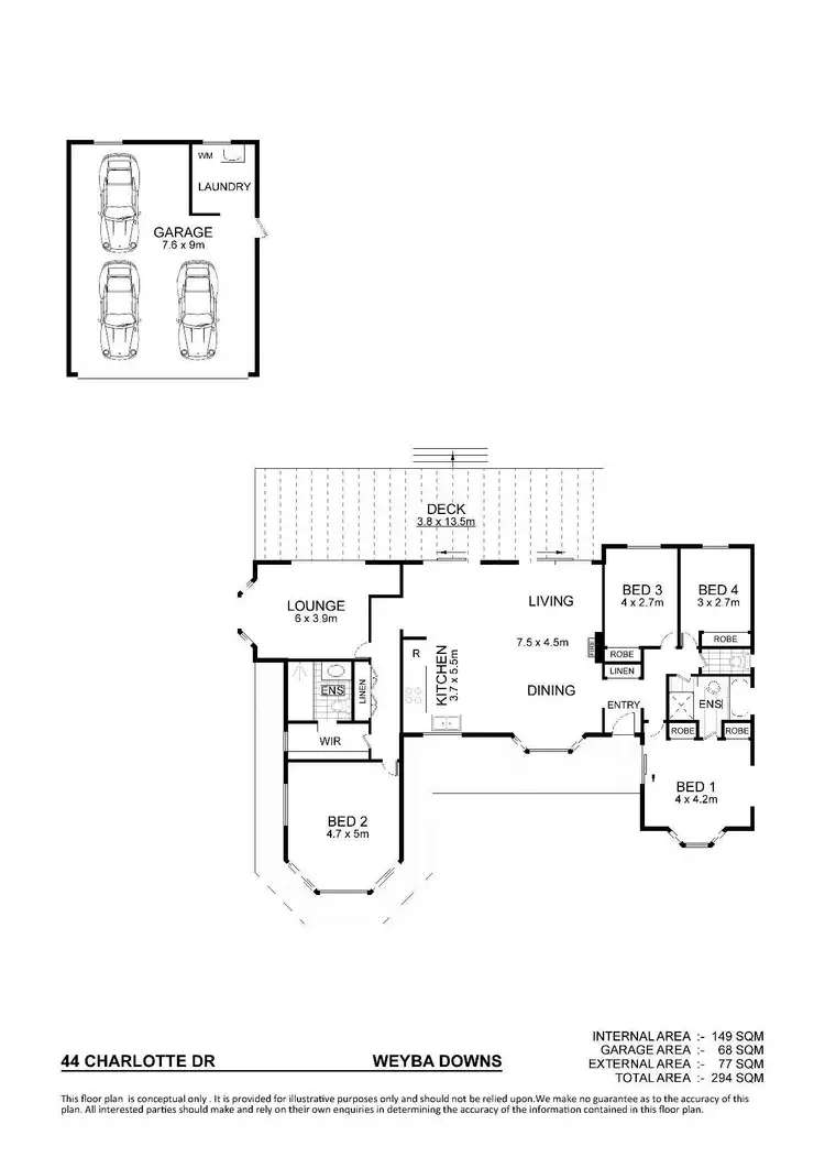 Floorplan of Homely house listing, 44 Charlotte Drive, Weyba Downs QLD 4562