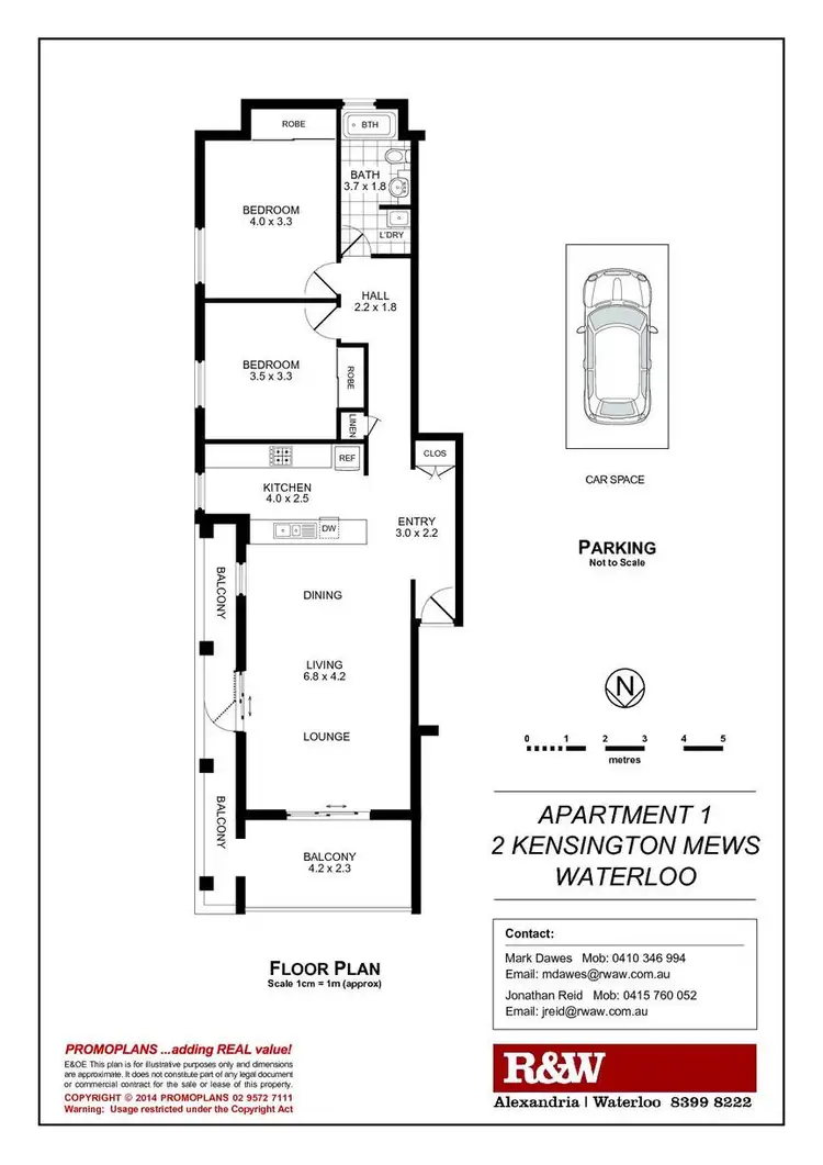 Floorplan of Homely apartment listing, 1/2 Kensington Mews, Waterloo NSW 2017