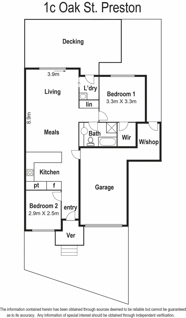 Floorplan of Homely unit listing, 1c Oak Street, Preston VIC 3072
