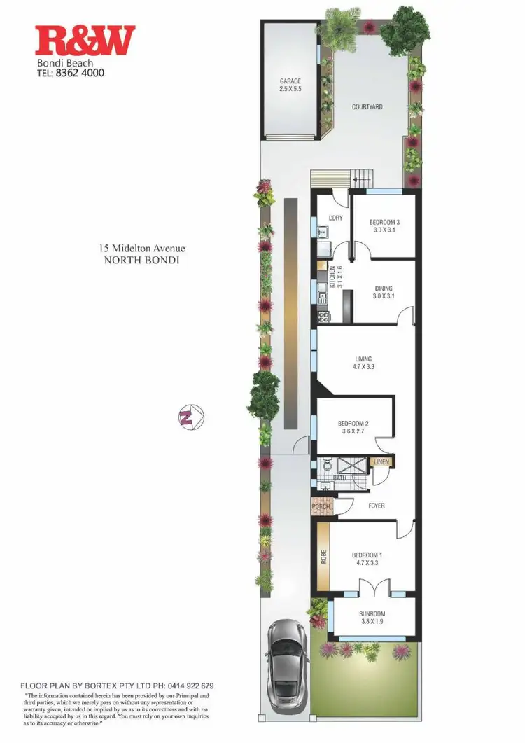 Floorplan of Homely semi-detached listing, 15 Midelton Avenue, North Bondi NSW 2026