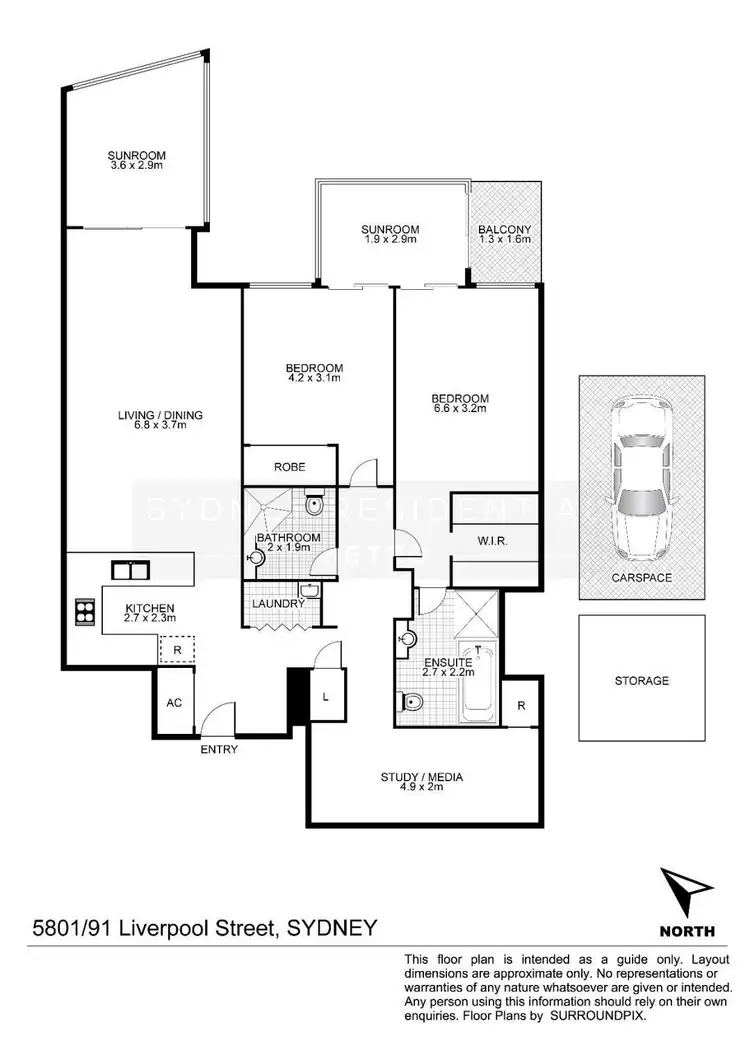 Floorplan of Homely apartment listing, 5801/91 Liverpool Street, Sydney NSW 2000
