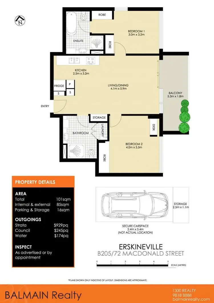 Floorplan of Homely apartment listing, B205/72 MacDonald Street, Erskineville NSW 2043