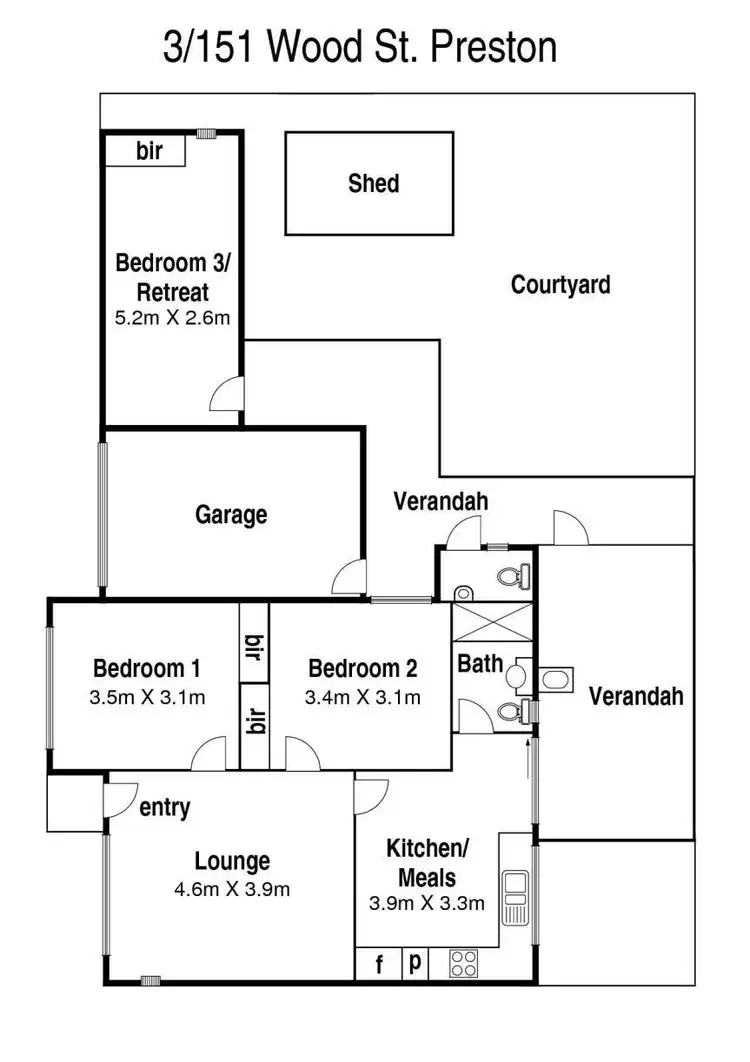 Floorplan of Homely unit listing, 3/151 Wood Street, Preston VIC 3072