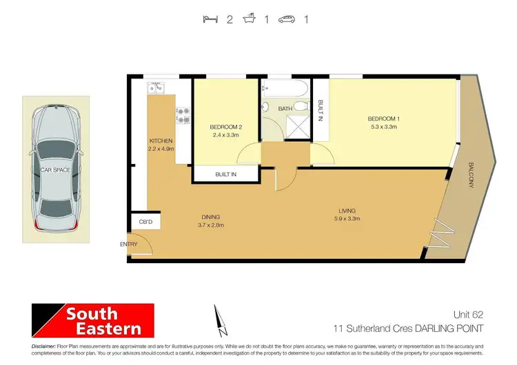Floorplan of Homely apartment listing, 62/11 Sutherland Crescent, Darling Point NSW 2027