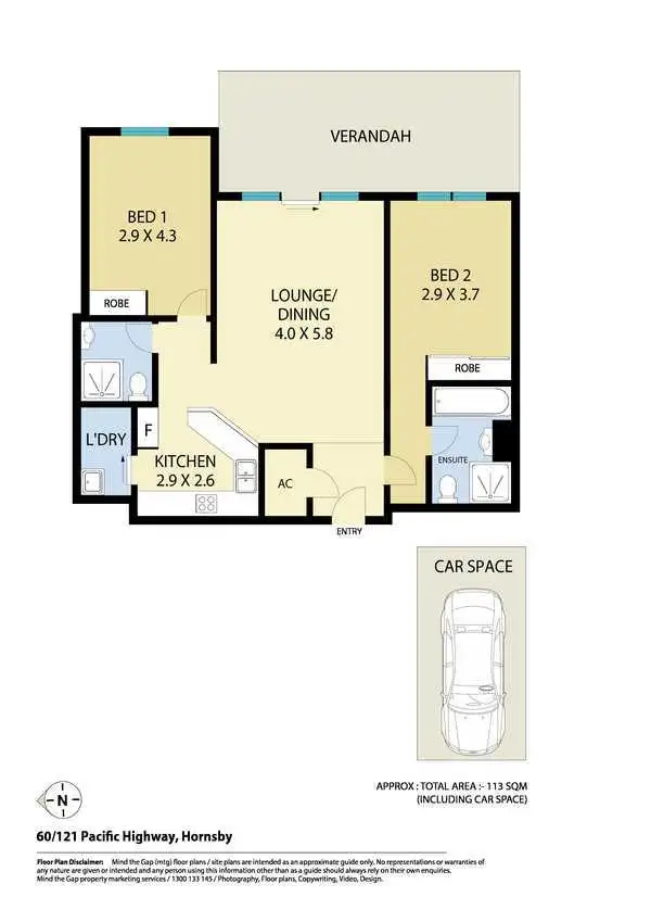 Floorplan of Homely unit listing, 60/121 Pacific Highway, Hornsby NSW 2077