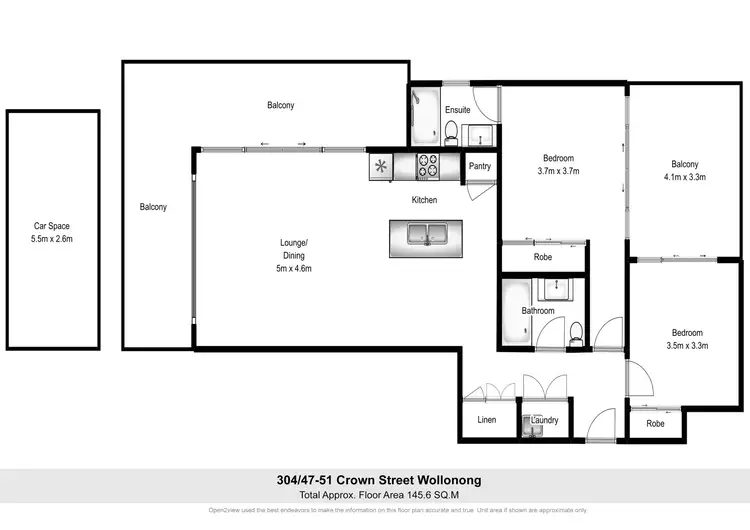 Floorplan of Homely apartment listing, 304/47-51 Crown Street, Wollongong NSW 2500