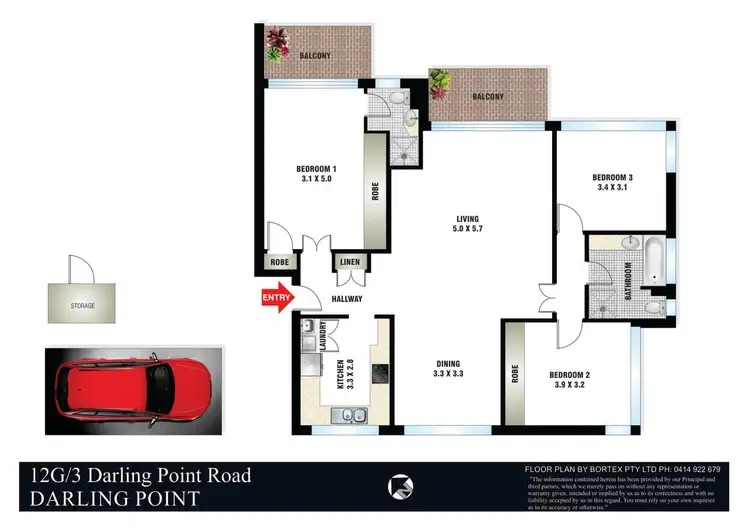 Floorplan of Homely apartment listing, 12G/3 Darling Point Road, Darling Point NSW 2027