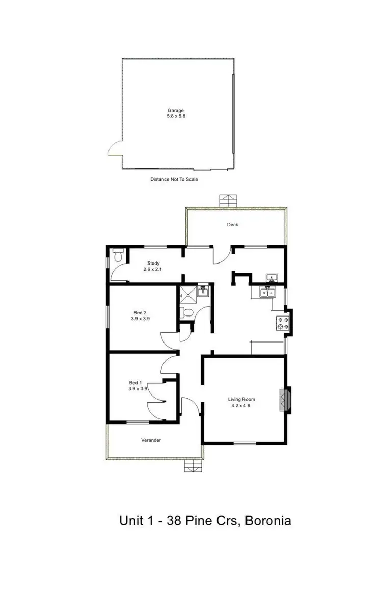 Floorplan of Homely unit listing, 1/38 Pine Crescent, Boronia VIC 3155