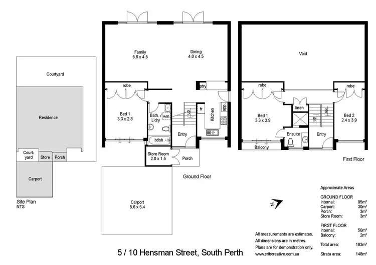 Floorplan of Homely townhouse listing, 5/10 Hensman Street, South Perth WA 6151
