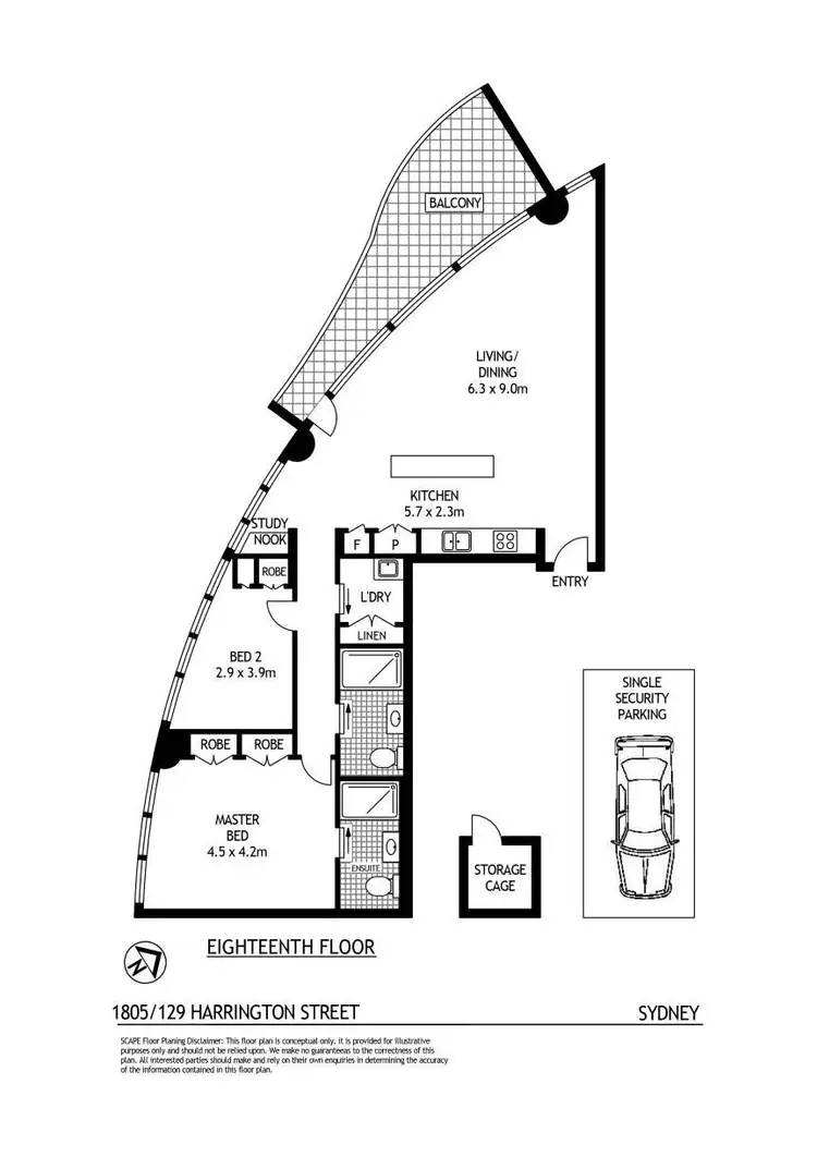 Floorplan of Homely apartment listing, 1805/129 Harrington Street, Sydney NSW 2000