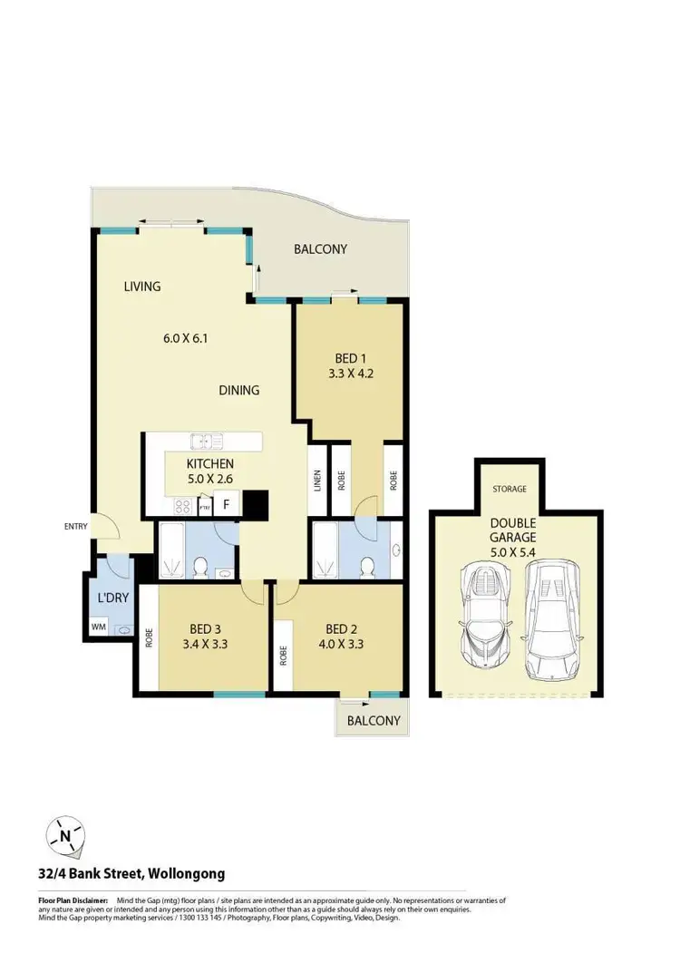 Floorplan of Homely apartment listing, 32/4 Bank Street, Wollongong NSW 2500