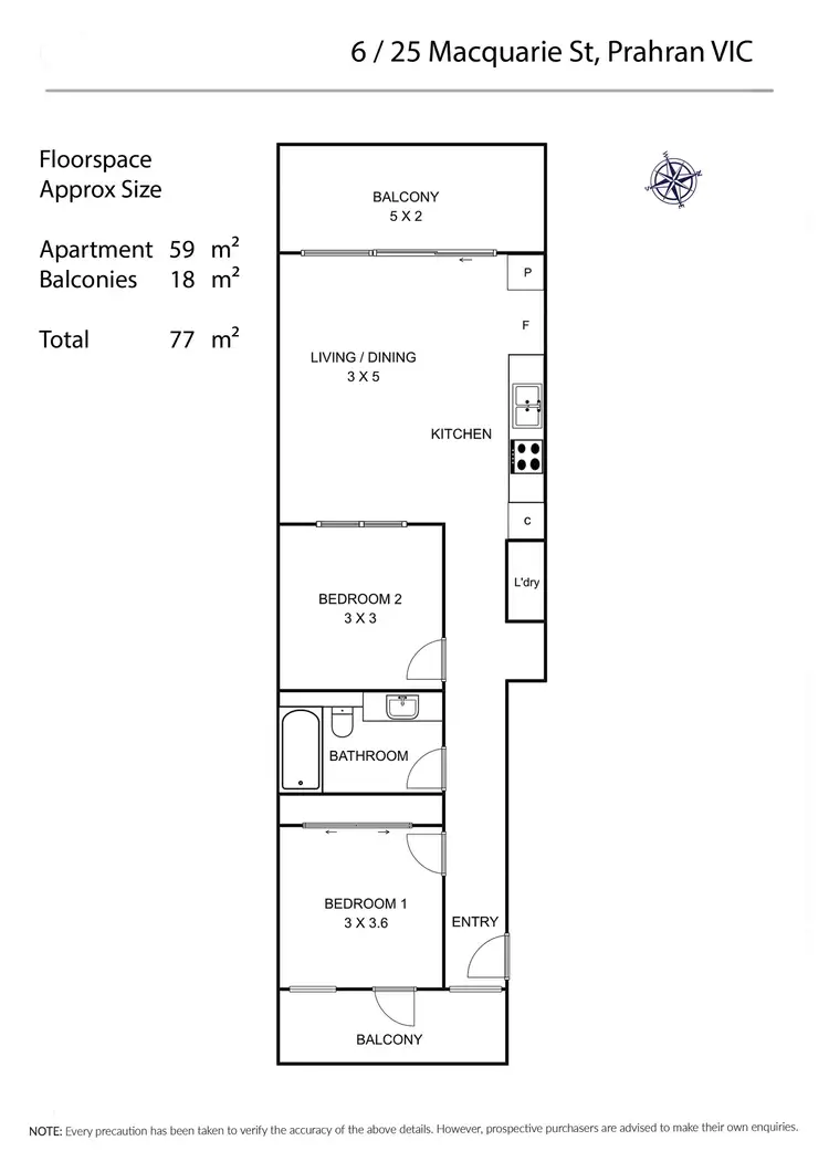 Floorplan of Homely apartment listing, 6/25 Macquarie Street, Prahran VIC 3181