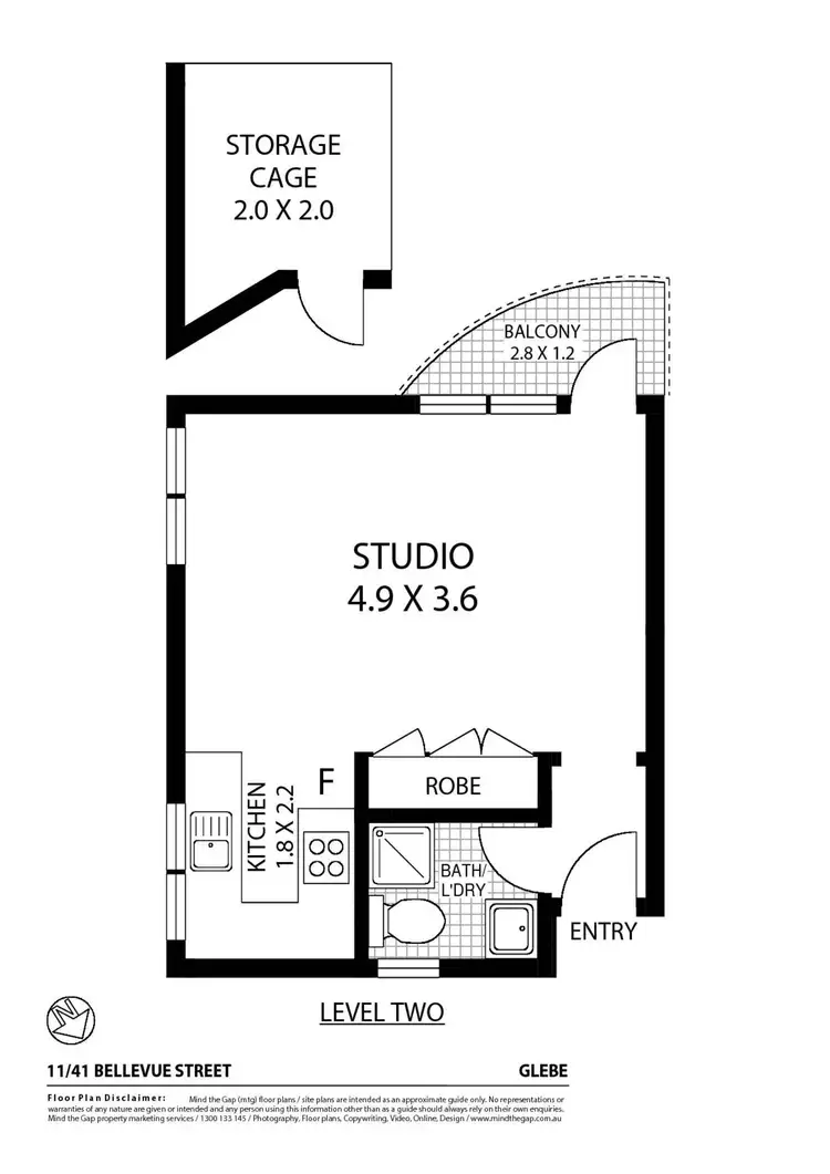 Floorplan of Homely studio listing, 11/41 Bellevue Street, Glebe NSW 2037