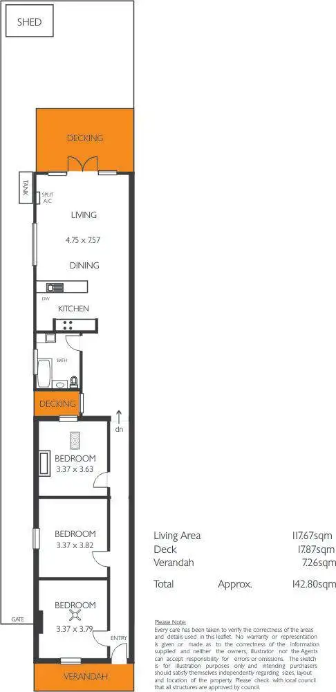 Floorplan of Homely semi-detached listing, 14a James Street, Ethelton SA 5015