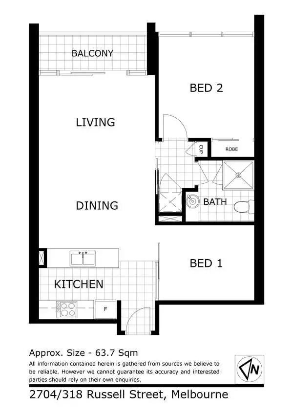 Floorplan of Homely apartment listing, 2704/318 Russell Street, Melbourne VIC 3000