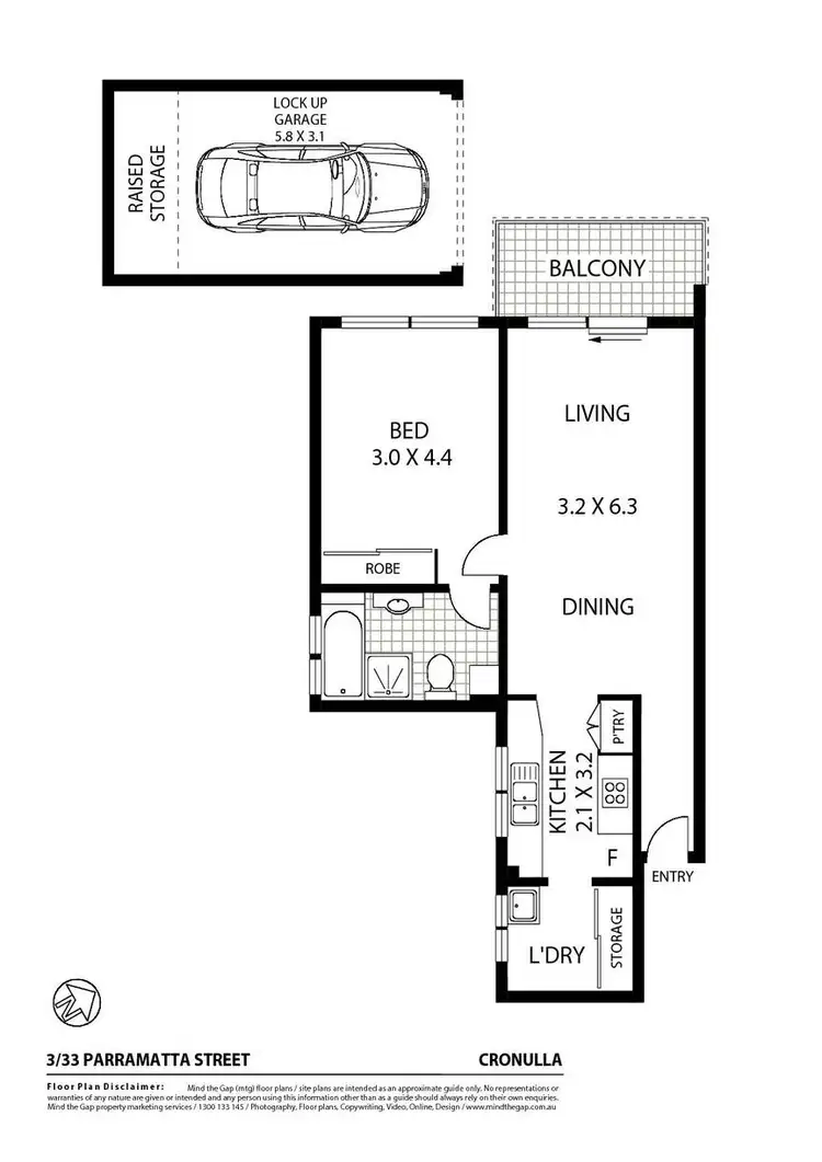 Floorplan of Homely unit listing, 3/33 Parramatta Street, Cronulla NSW 2230