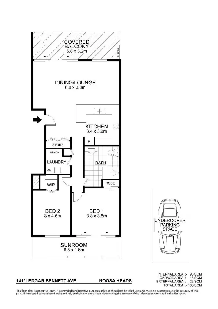 Floorplan of Homely apartment listing, 141/1 Edgar Bennett Avenue, Noosa Heads QLD 4567