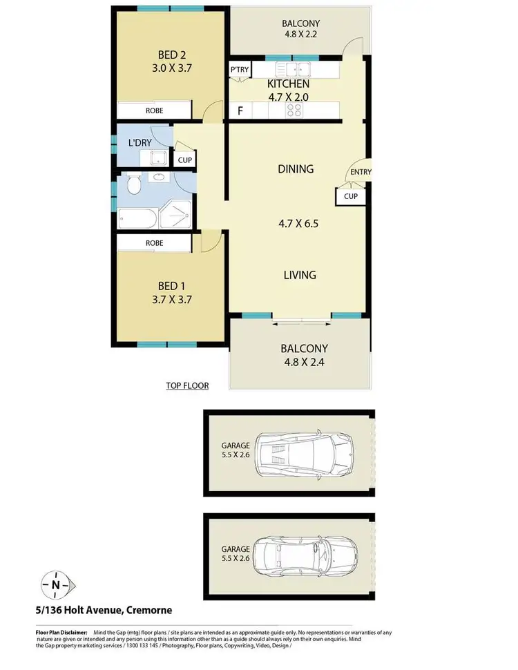 Floorplan of Homely apartment listing, 5/136 Holt Avenue, Cremorne NSW 2090