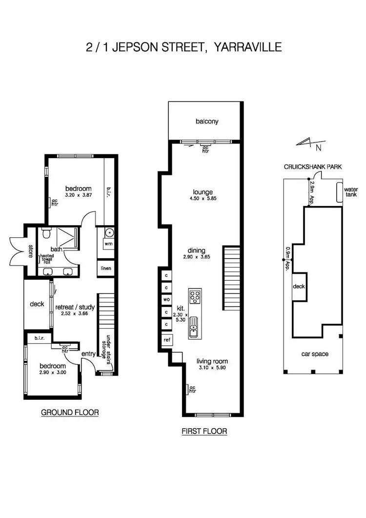Floorplan of Homely townhouse listing, 2/1 Jepson Street, Yarraville VIC 3013