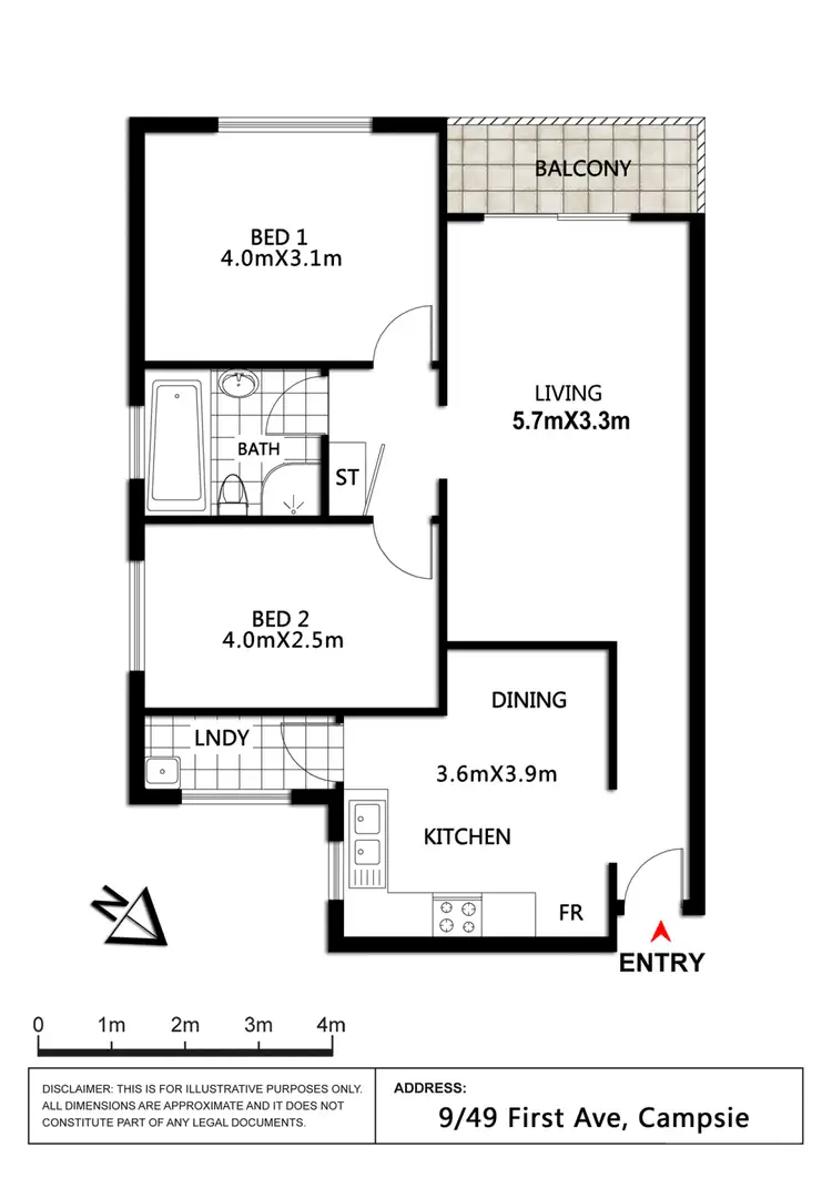 Floorplan of Homely unit listing, 9/69 First Avenue, Campsie NSW 2194