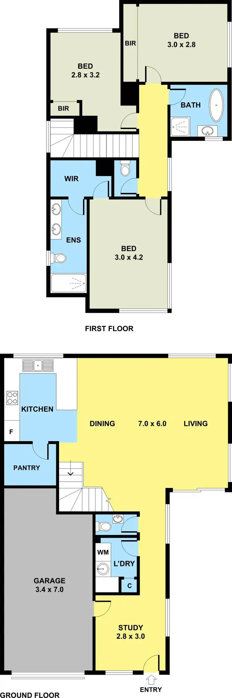 Floorplan of Homely townhouse listing, 1 South Box Court, Hadfield VIC 3046