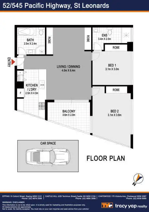 Floorplan of Homely apartment listing, 52/545 Pacific Highway, St Leonards NSW 2065