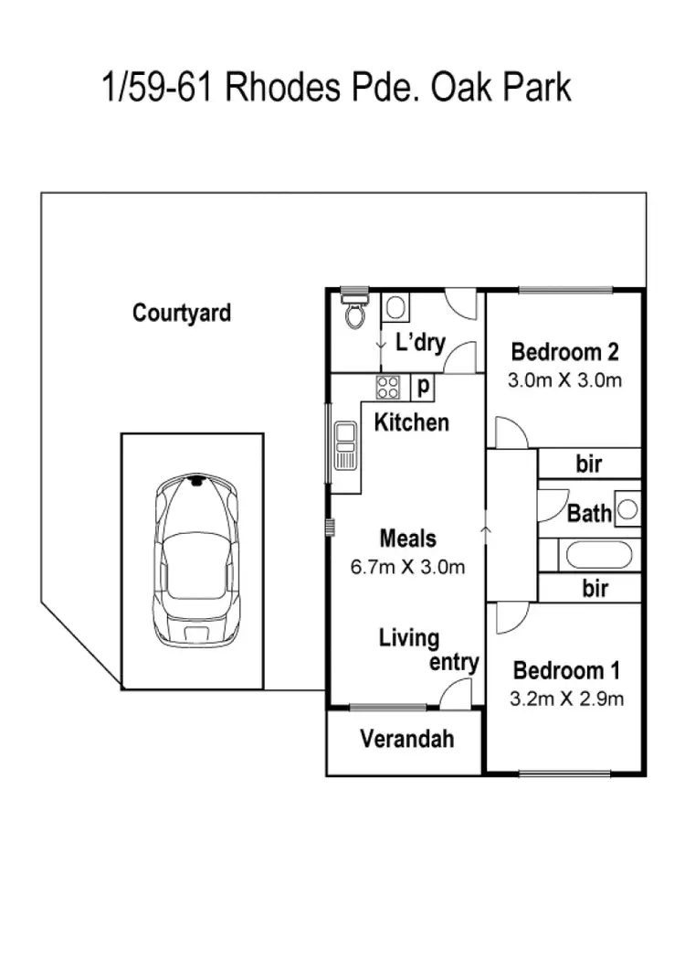 Floorplan of Homely unit listing, 1/59-61 Rhodes Parade, Oak Park VIC 3046