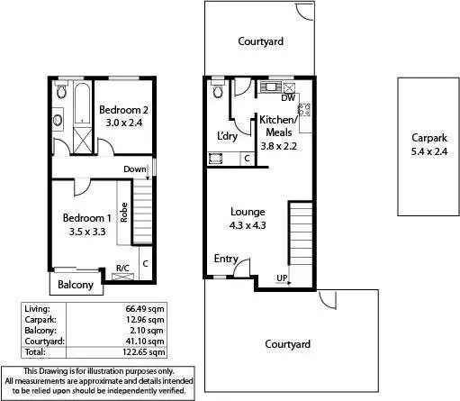 Floorplan of Homely unit listing, 1/2 Broughton Street, Glenside SA 5065