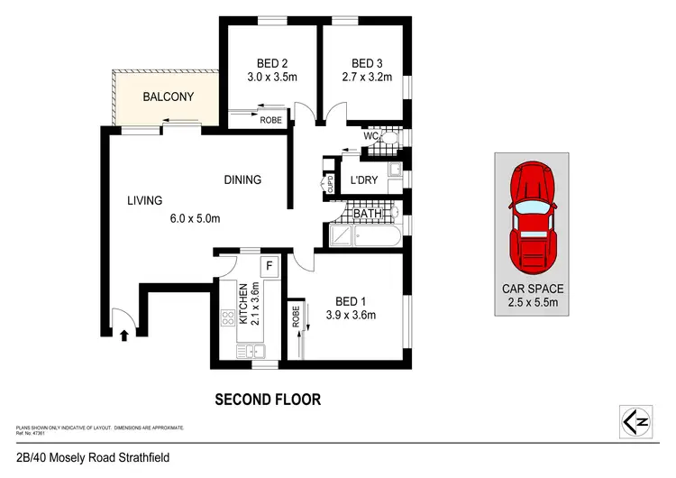 Floorplan of Homely apartment listing, 2B/40-46 Mosely Street, Strathfield NSW 2135