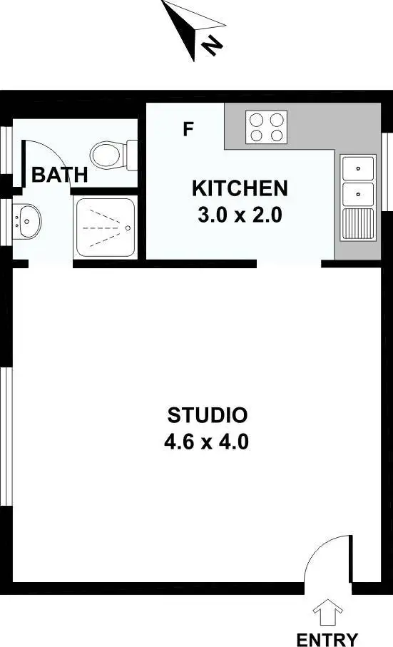 Floorplan of Homely studio listing, 1/306 Edgeware Road, Newtown NSW 2042