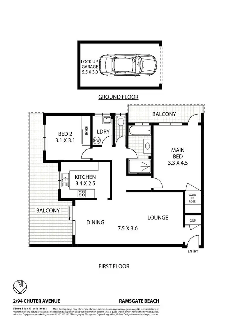 Floorplan of Homely unit listing, 2/94-96 Chuter Avenue, Ramsgate Beach NSW 2217