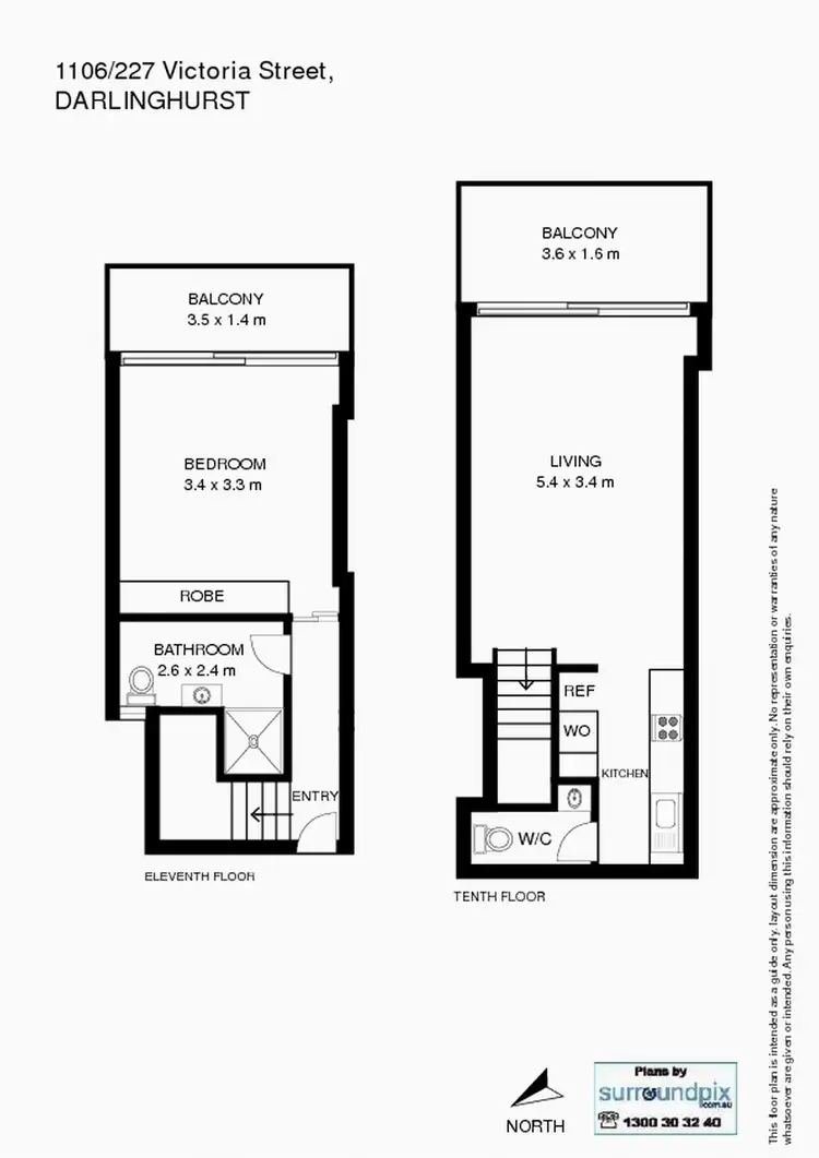 Floorplan of Homely apartment listing, 1106/227 Victoria Street, Darlinghurst NSW 2010
