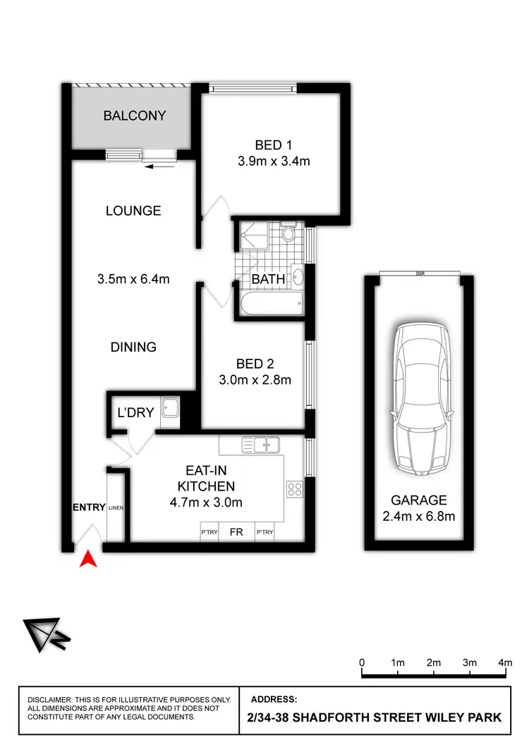 Floorplan of Homely unit listing, 2/34-38 Shadforth Street, Wiley Park NSW 2195