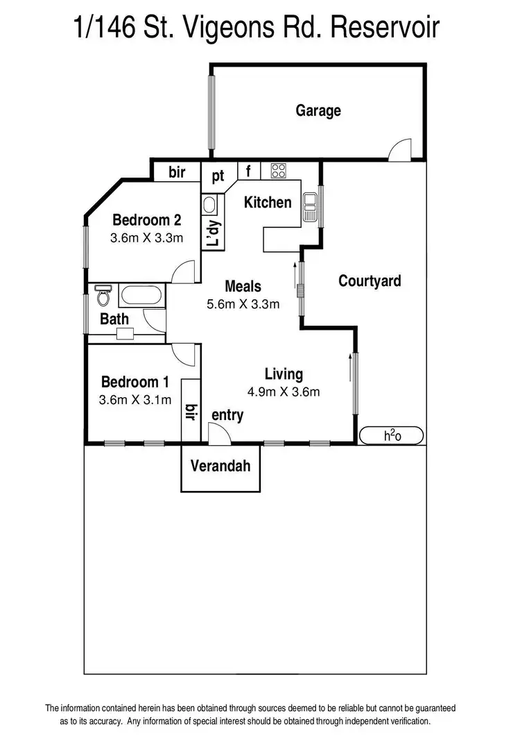 Floorplan of Homely unit listing, 1/146 St Vigeons Road, Reservoir VIC 3073