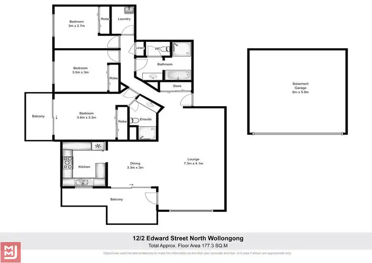 Floorplan of Homely unit listing, 12/2 Edward Street, Wollongong NSW 2500