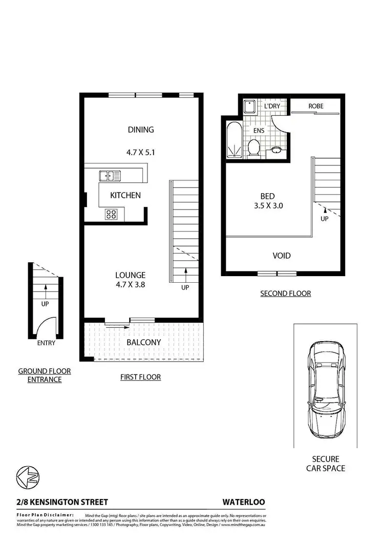 Floorplan of Homely apartment listing, 2/8 Kensington Street, Waterloo NSW 2017