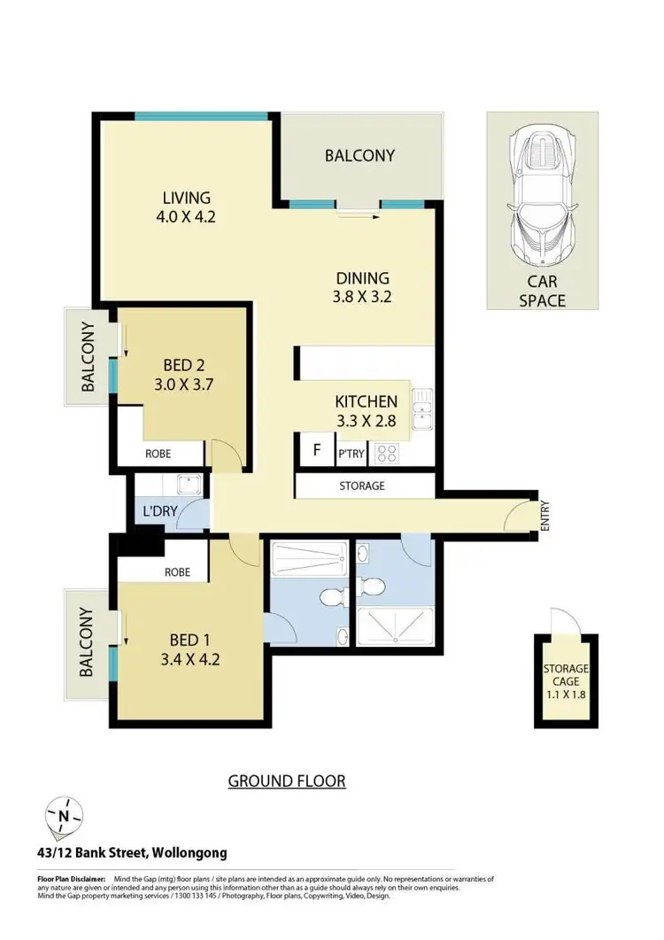 Floorplan of Homely apartment listing, 43/12 Bank Street, Wollongong NSW 2500