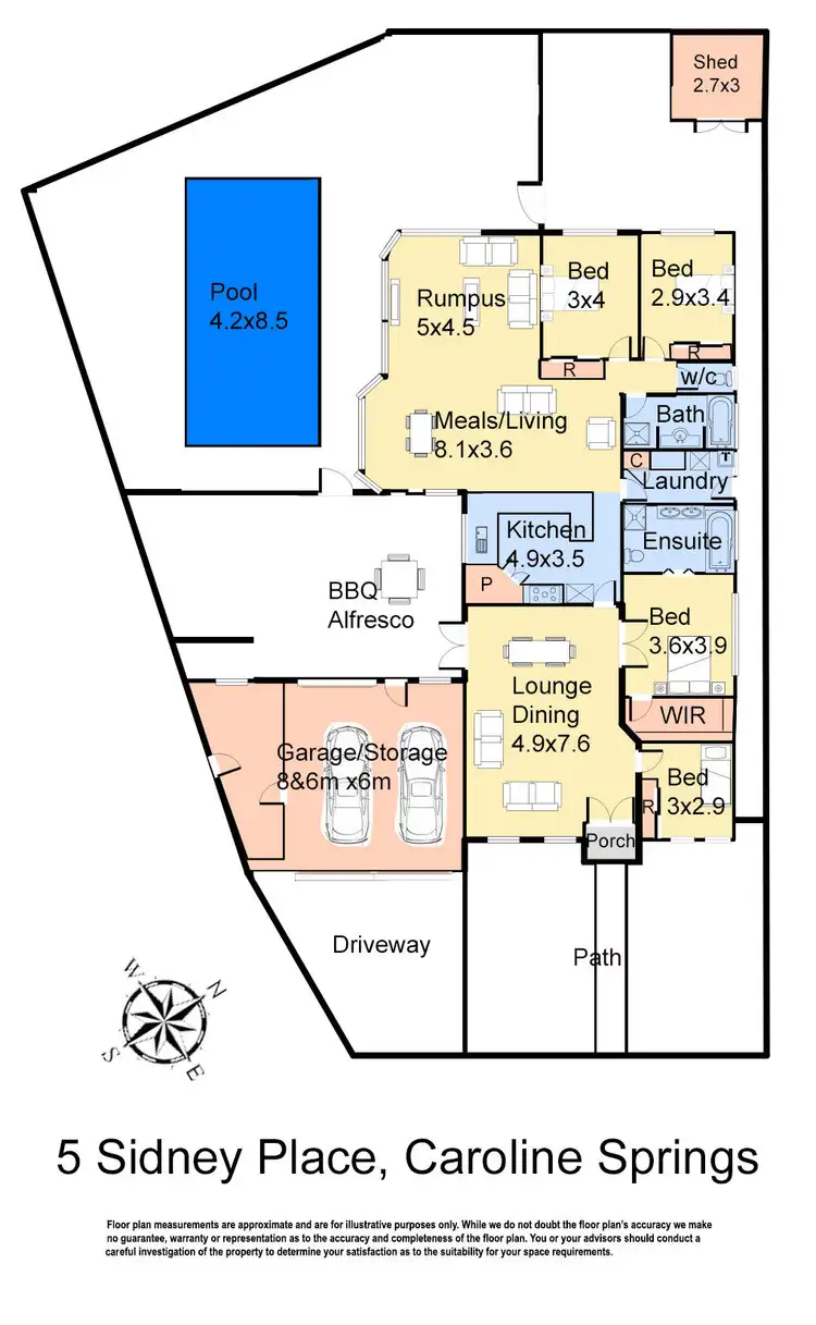 Floorplan of Homely house listing, 5 Sidney Place, Caroline Springs VIC 3023